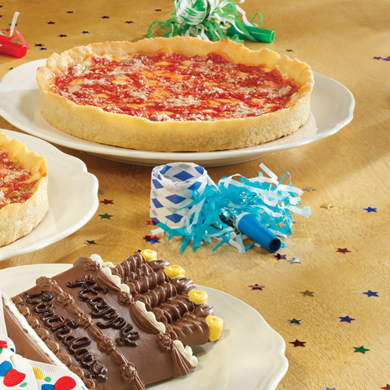 Long Grove Happy Birthday Chocolate & 2 Lou’s Pizzas