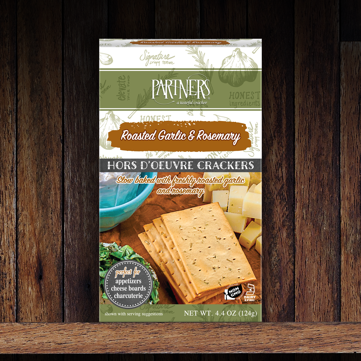 Partners Crackers – Roasted Garlic & Rosemary Hors d’Oeuvre Crackers