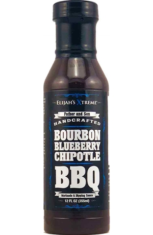 Elijah’s Extreme Bourbon Infused Blueberry Chipotle BBQ, 12oz.
