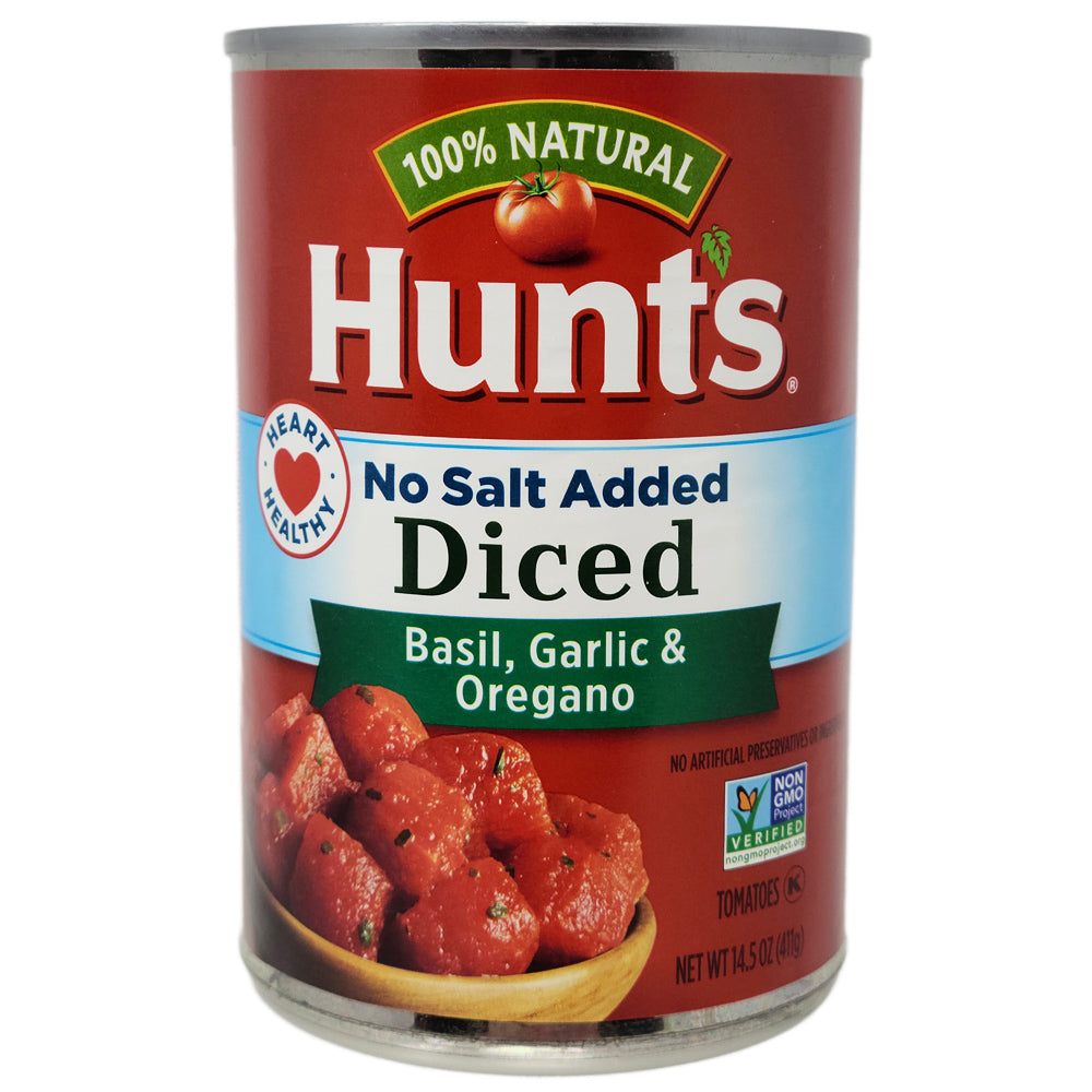 Hunt’s No Salt Added Diced Tomatoes Basil, Garlic & Oregano – 14.5 oz