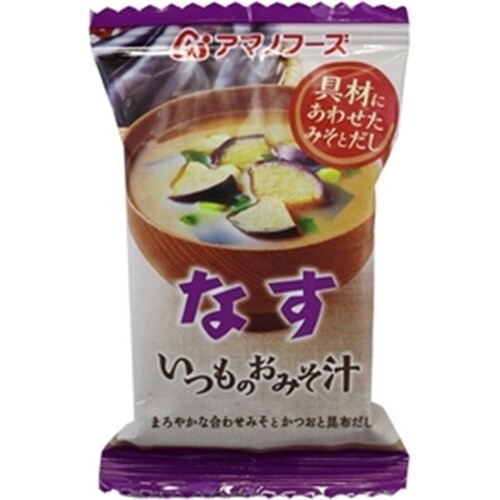 Amano Foods “Itsumo no Omisoshiru”, Freeze-dried Miso Soup, Egg Plant, 1 serving