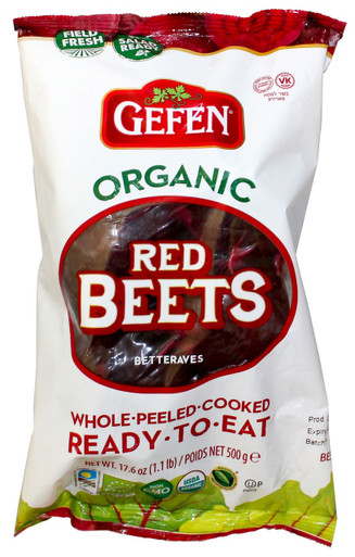 Gefen Organic Red Beets Peeled Cooked Ready to Eat, 17.6 oz