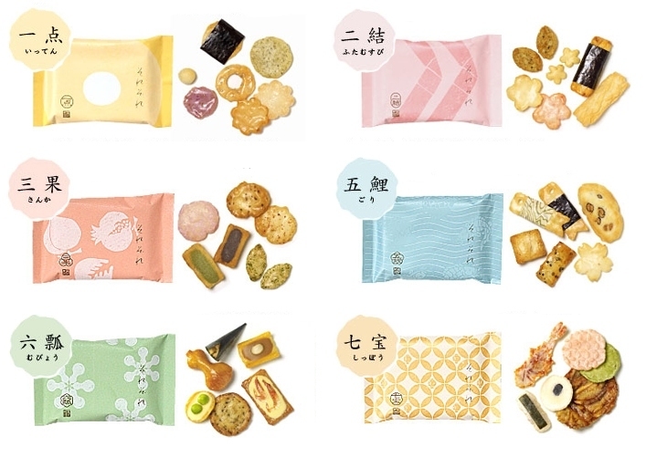Ginza Akebono “Sorezore”, Rice Cracker, 6 kinds, 12 bags in a Box