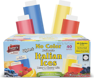 Wyler’s Italian Ice, No Color, Berry & Cherry Mix, Fat Free, 40 Count