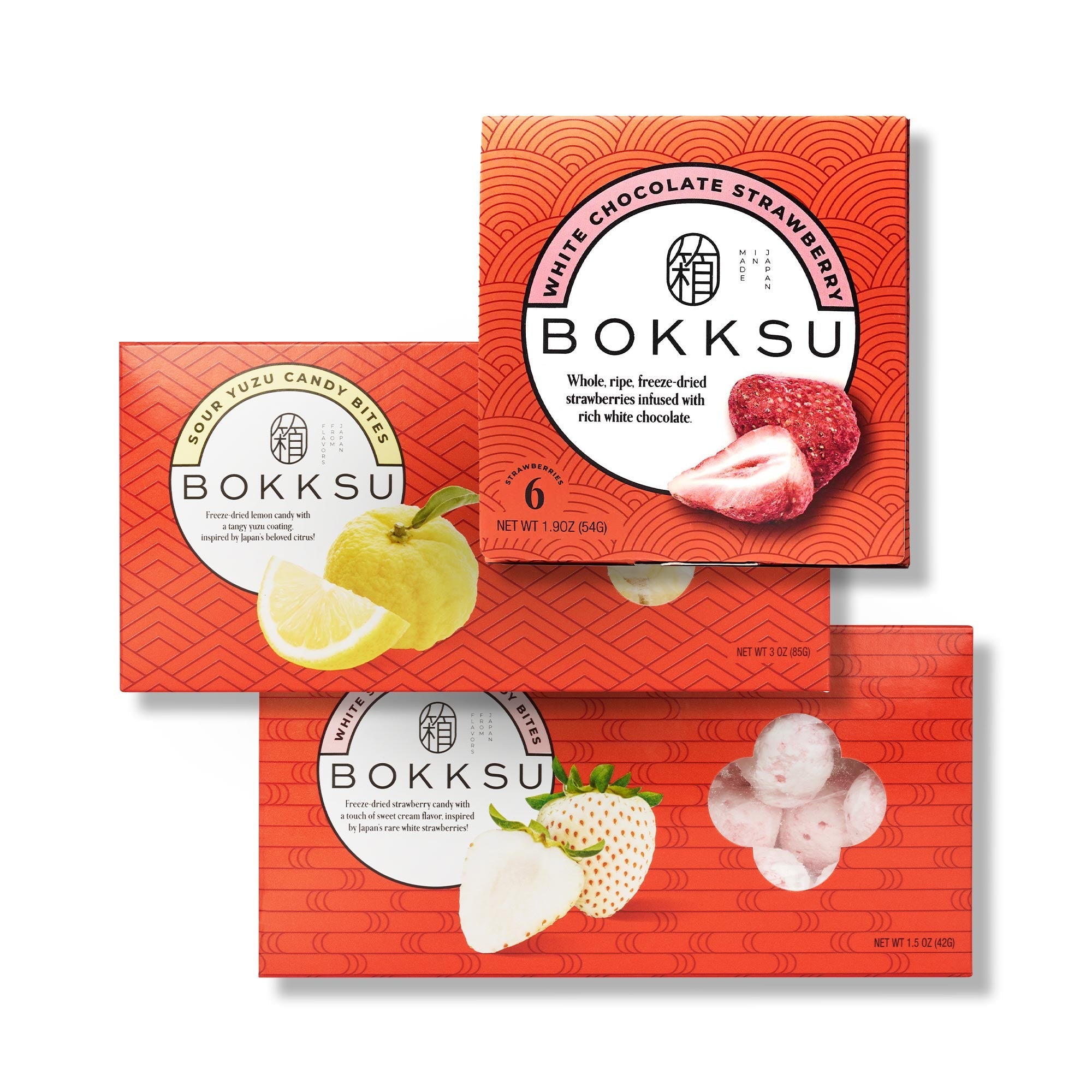 Japanese Candy Bites Trio Delight: White Strawberry & Sour Yuzu
