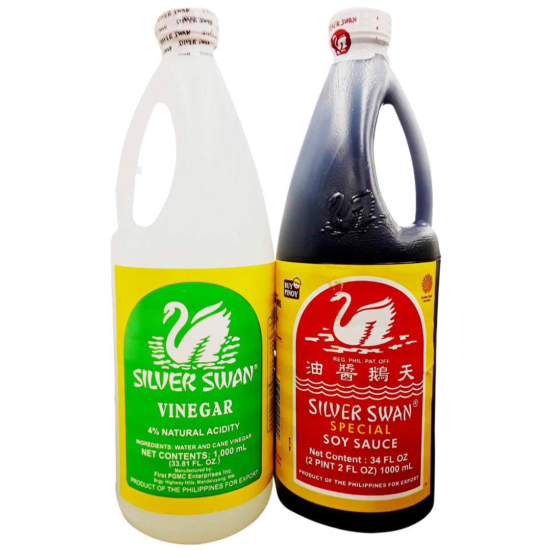 Silver Swan – Vinegar and Soy Sauce Value Pack – 2000 ML (1 Liter Bottle Of Each)
