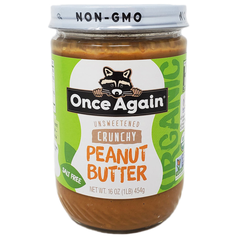 Once Again Organic No Salt Added Crunchy Peanut Butter – 16oz.
