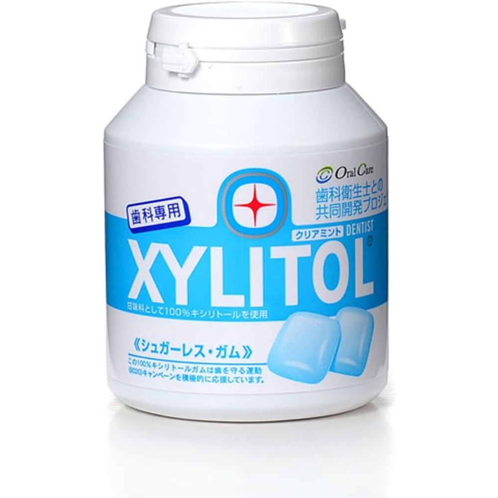 Lotte Dental Xylitol Gum Bottle Clear Mint 90pcs Sugarless – Made in JAPAN – Tokyo Sakura Mall