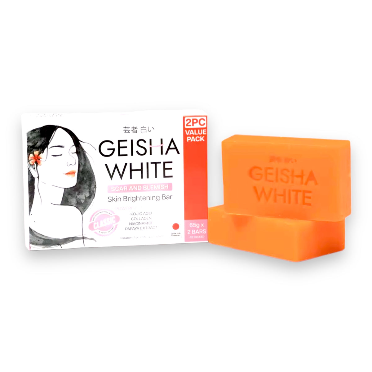 Geisha White – CLASSIC – Scar and Blemish – Soap Bar – 2 Pack – 130 G