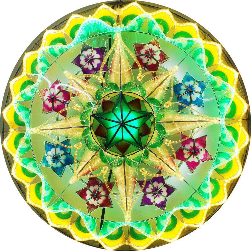 Philippines Christmas Capiz Parol Lantern Star (Tala) – Yellow/ Green/ White- Size 24