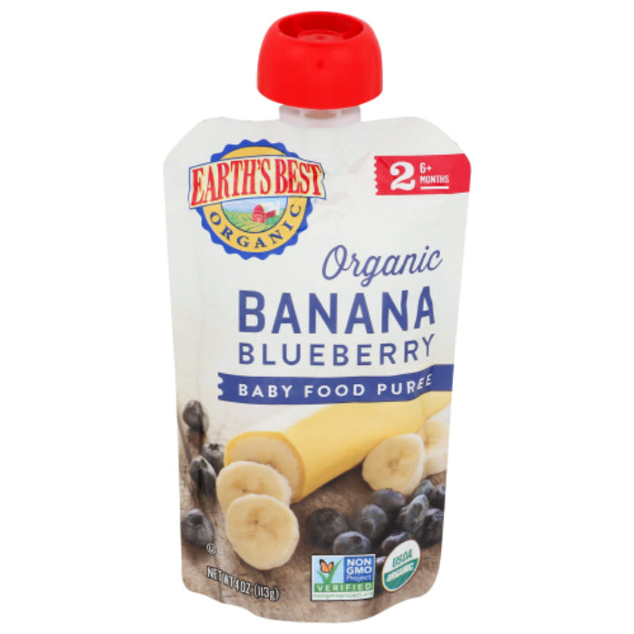 Earth’s Best – Baby Puree Banana Blueberry, 4 oz – Pack of 12