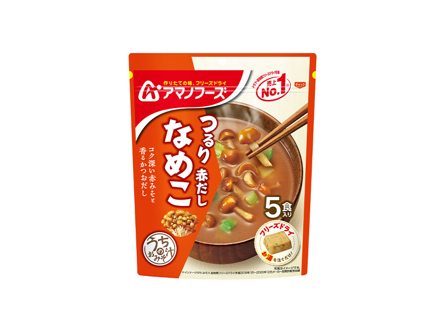 Amano Foods “Itsumo no Omisoshiru”, Freeze-dried Miso Soup, Nameko Mushroom,5 servings