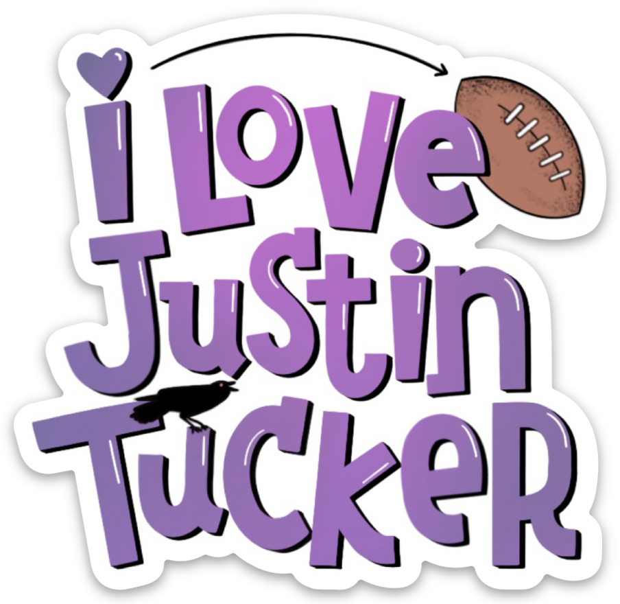 Maggie Moore Studio – I Love Justin Tucker Sticker