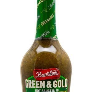 Bunsters Green and Gold 8/10 Heat Hot Sauce, 8oz.
