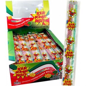Sour Power Wrapped Watermelon Belts – 150 Count Box