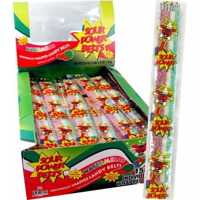 Sour Power Wrapped Watermelon Belts – 150 Count Box