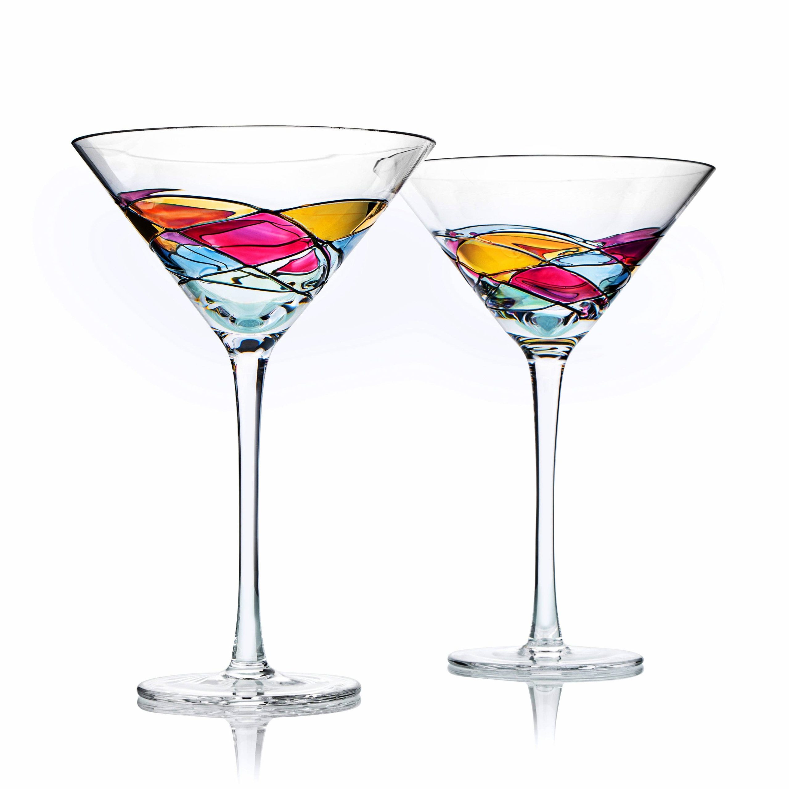 The Wine Savant – Hand Painted Stained Glass Martini Glasses 8 oz
