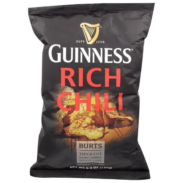 Burts – Guinness Rich Chili Potato Chips, 5.3 Oz | Pack of 10