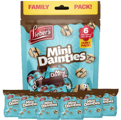 Lieber’s Mini Dainties Family Pack, Chocolate Fudge Lined Crispy Cookies, 6 Individual Bags