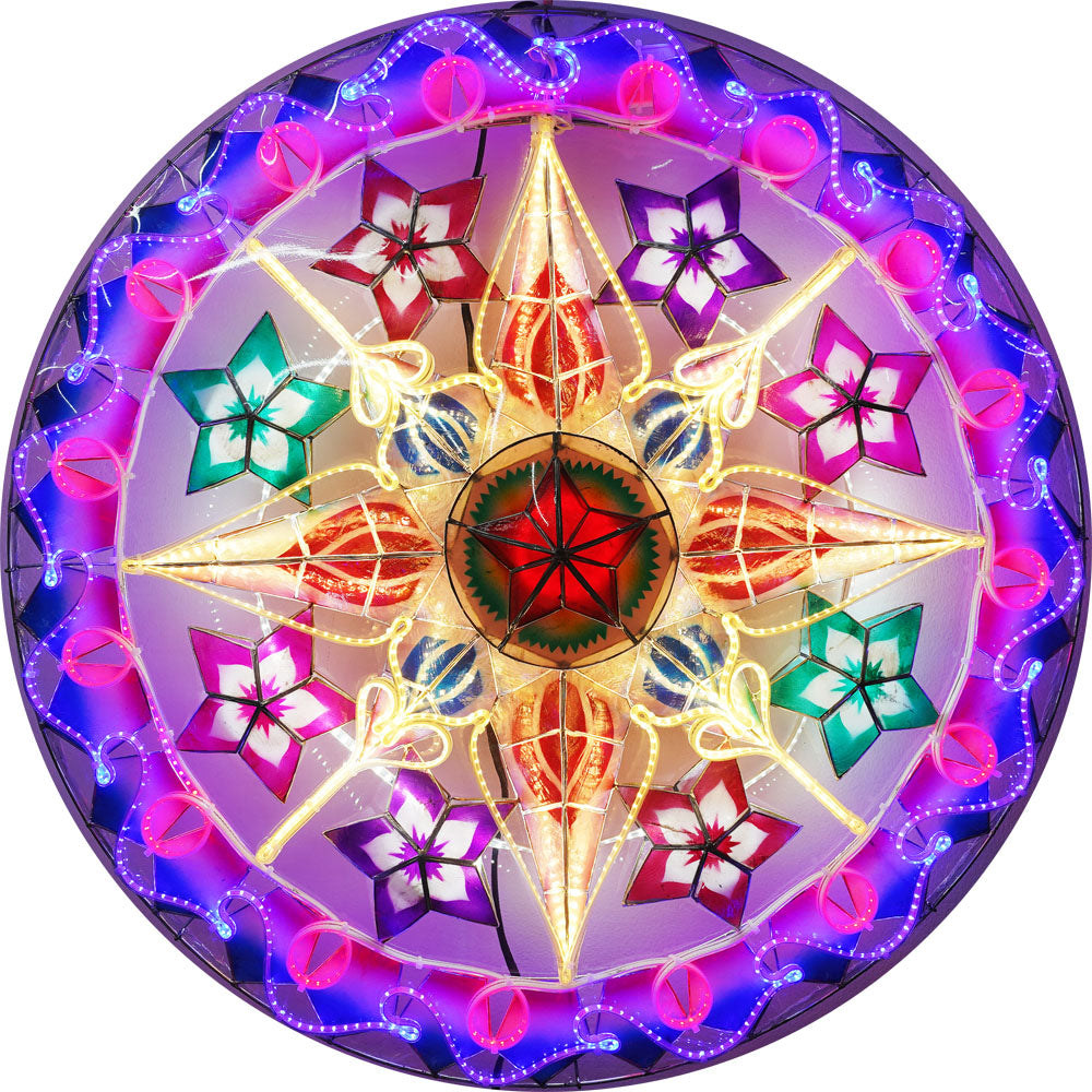 Philippines Christmas Capiz Parol Lantern Star (Tala) – Red / Blue / White LED Show – Size 30